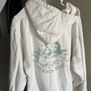 brandy melville oversized white zip up “heaven sent”